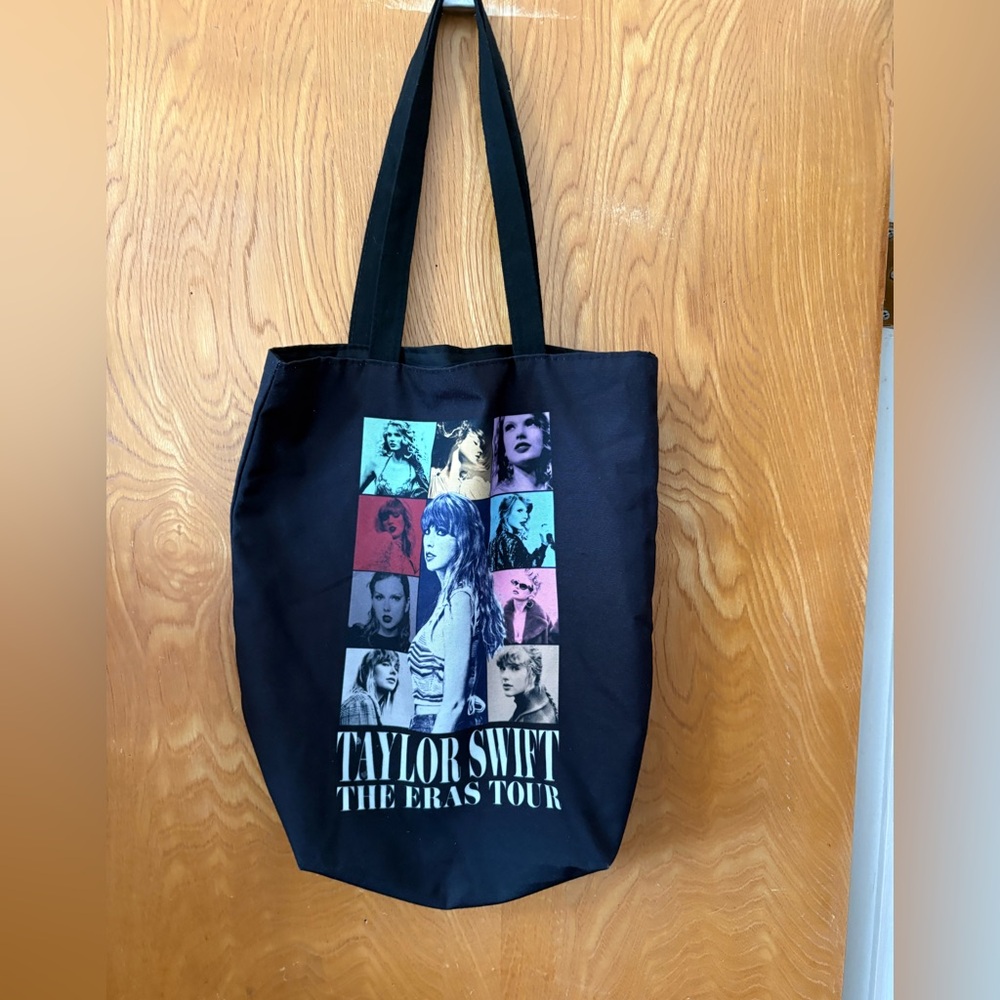 Taylor Swift The eras tour Black Tote Bag with Multicolor Design